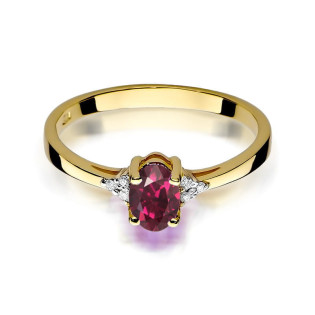 Zásnubní prsten s rodolitem a diamanty ryz. 585 - iSezam.cz