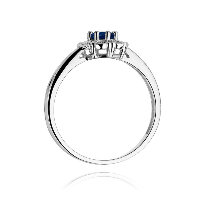 Zlatý prsten se safírem a diamanty BE W-304W SA ovál Markýza ryzost 585