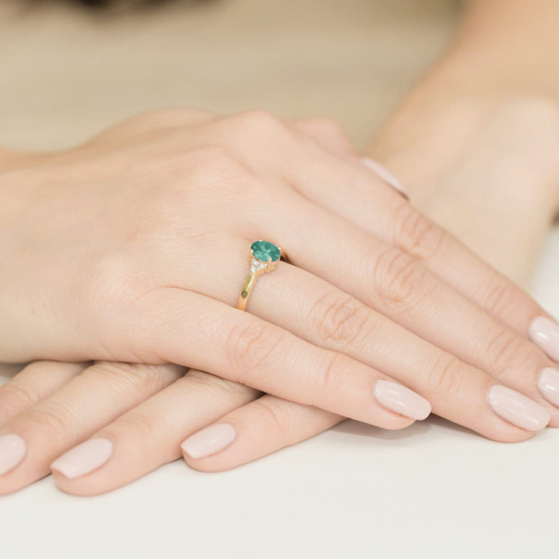 Zlatý prsten se smaragdem a diamanty BE W-308 EM ryzost 585