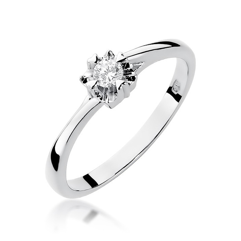 Zlatý zásnubní prsten s diamantem FLOWER | iSezam.cz