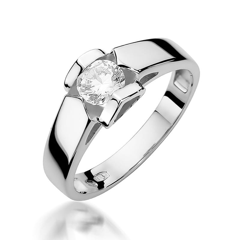 Zásnubní prsten s diamantem Amado bílé zlato 585 - iSezam.cz