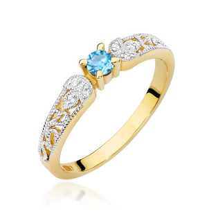 Topazový prsten 0,15ct briliant 0,03ct BE W-411W TOP ornamentální Au 585 BRYL