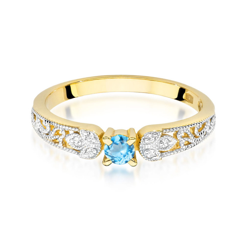 Topazový prsten 0,15ct briliant 0,03ct BE W-411W TOP ornamentální Au 585 BRYL