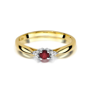 Zlatý Zásnubní Prsten s Rubínem a Diamanty | iSezam.cz