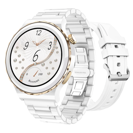 Smartwatch Rubicon RNCE92 złoty ceramiczna bransoleta SMARUB169