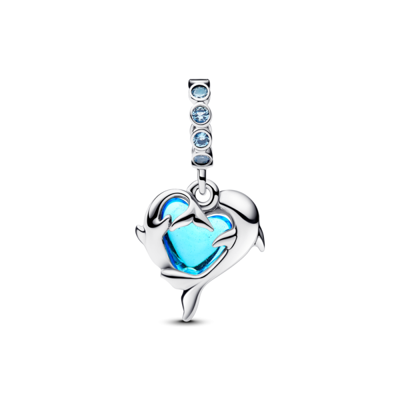 Charms-zawieszka Pandora z błękitnym szkłem Murano Delfiny 793924C01