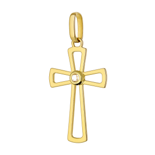 Zlatý křížek se zirkonem ryzost 585 - Elegantní symbol - iSezam.cz