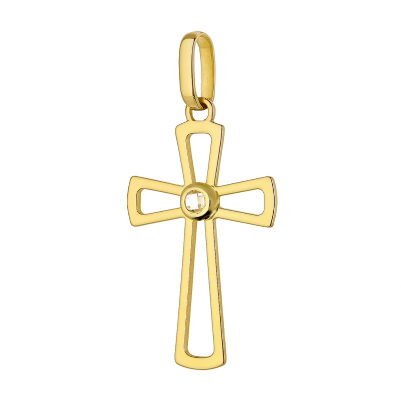 Zlatý křížek se zirkonem ryzost 585 - Elegantní symbol - iSezam.cz