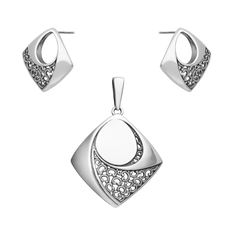 Stříbrný komplet filigránový kosočtverec | iSezam.cz