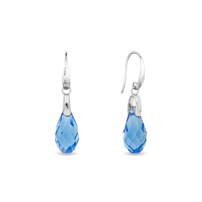 Stříbrné náušnice Spark Briolette Ice Blue ryz. 925 - iSezam.cz