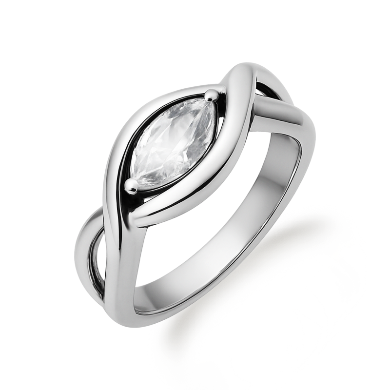 Stříbrný prsten slza se zirkonem - Elegantní design