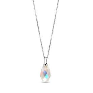 Náhrdelník Spark Briolette ze stříbra 925 s krystalem Aurora Borealis