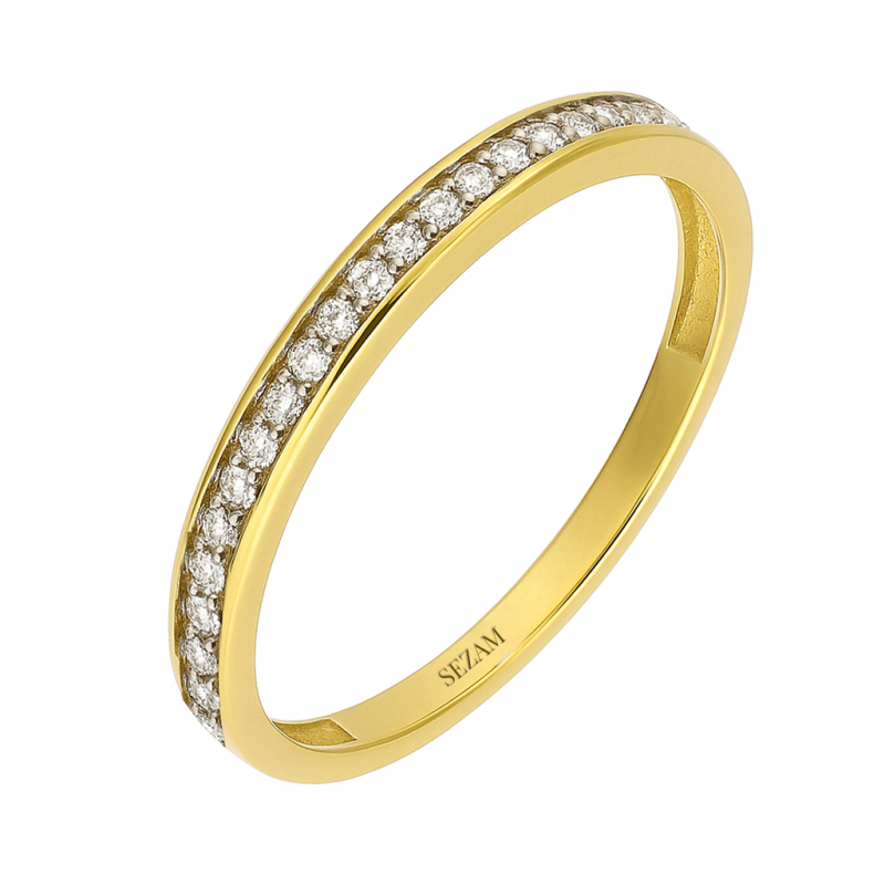 Zlatý prsten Rings s bílými diamanty | iSezam.cz