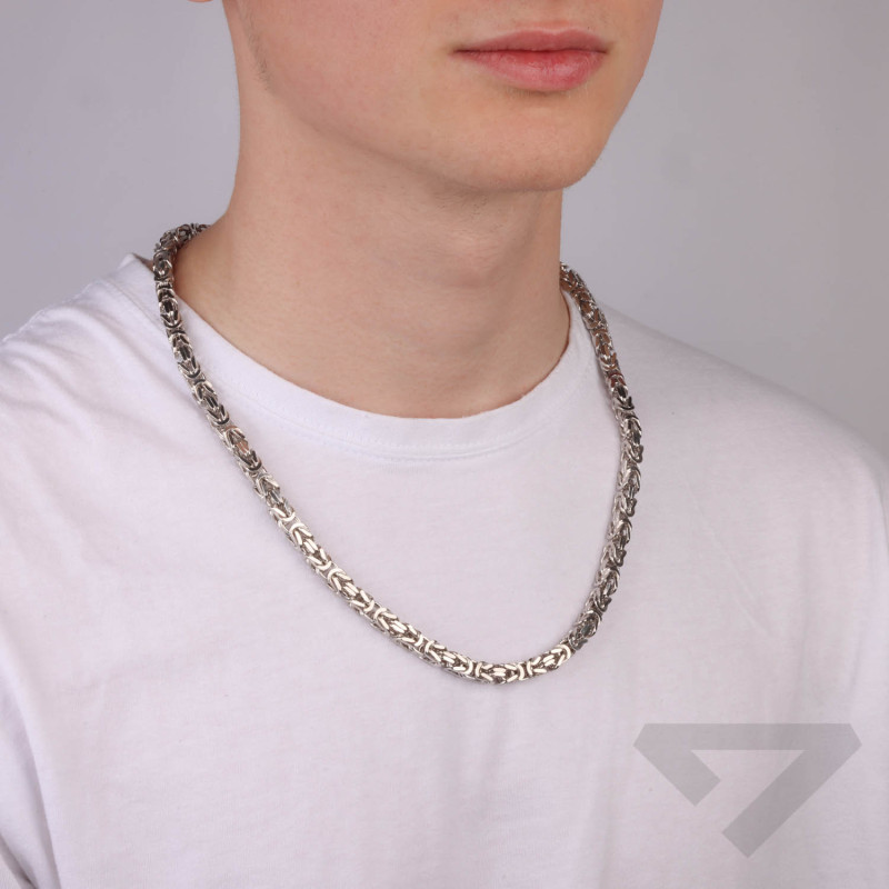 Stříbrný rhodiovaný řetízek královský vzor 6mm ryzost 925