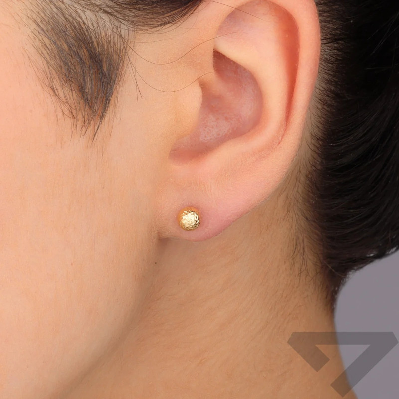 Zlaté gravírované náušnice kuličky 6 mm