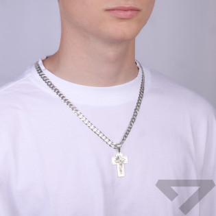Pánský řetízek z panceřového vzoru, rhodiované stříbro