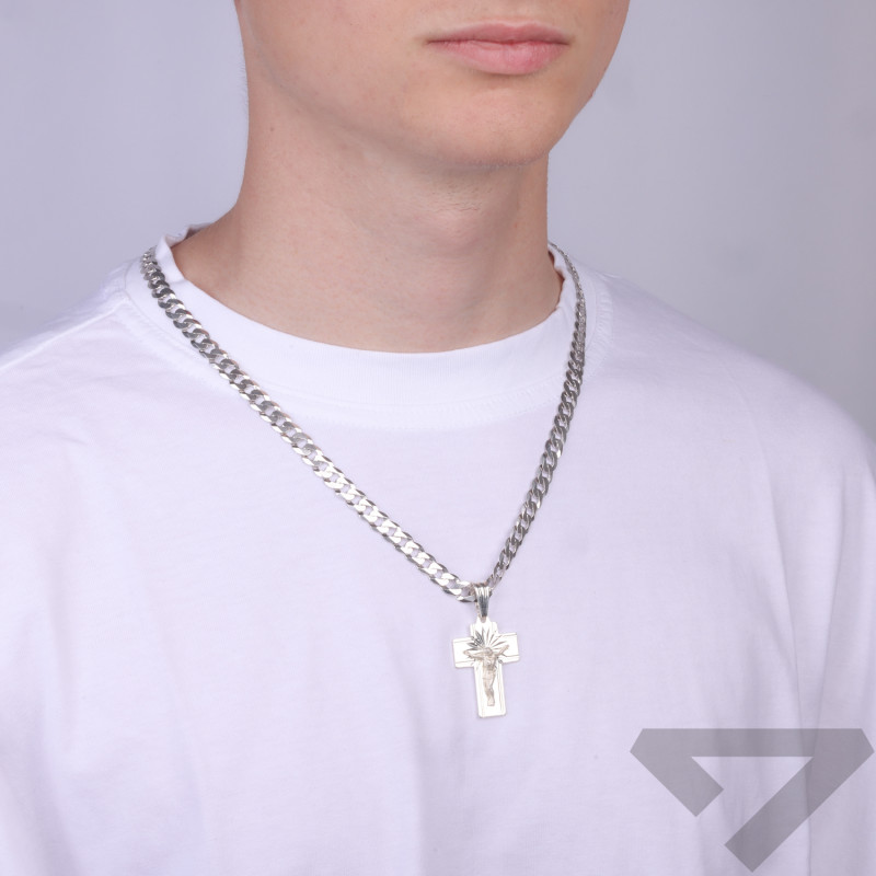 Pánský řetízek z panceřového vzoru, rhodiované stříbro