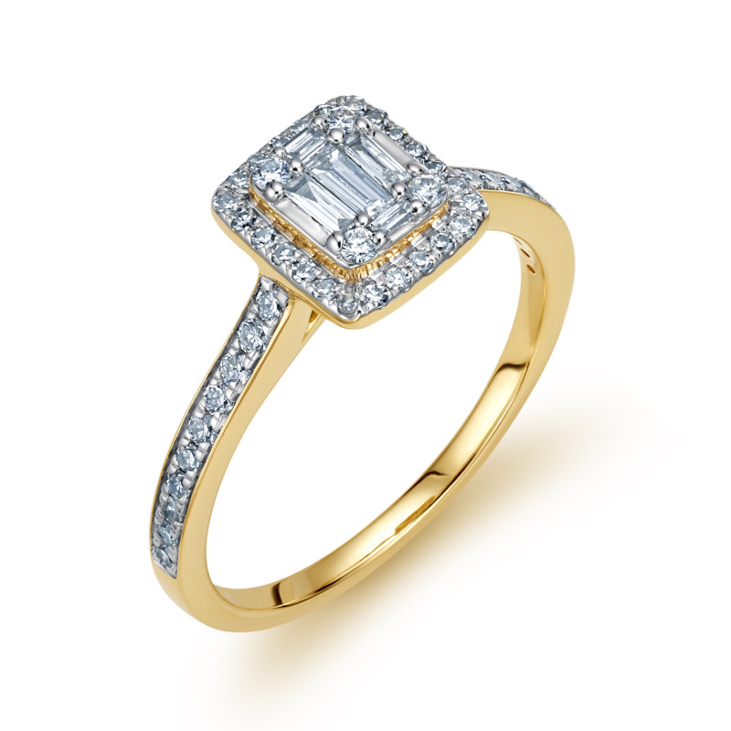 Zlatý zásnubní prsten s diamanty | iSezam.cz