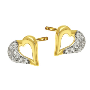 Náušnice srdce s obroučkou a zirkony po stranách