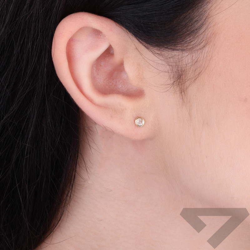 Náušnice zirkon 3mm hladké osazení, ryzost 585