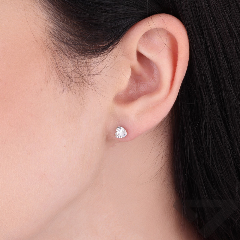 Stříbrné náušnice srdce zirkon 5mm