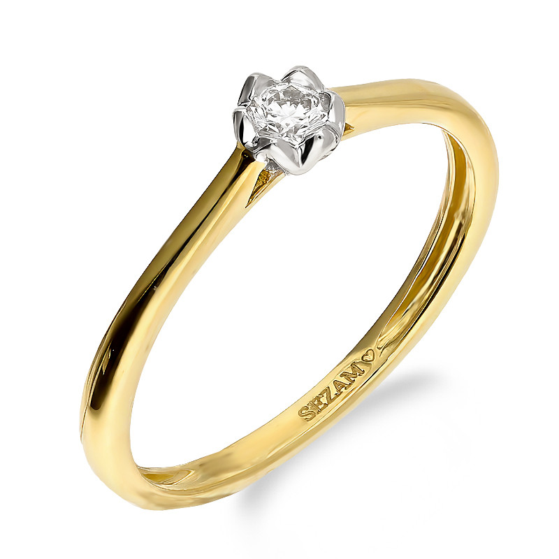 Zásnubní prsten Soliter s diamantem 0,08 ct | iSezam.cz