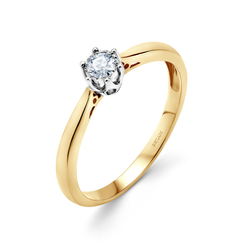 Pierścionek zaręczynowy z diamentem ROYAL 0,15ct RQ 152M-0,15-P próba 585