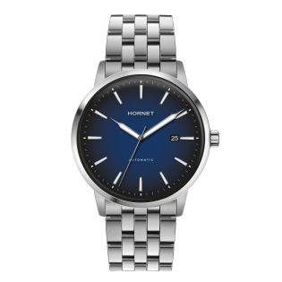 Hornet Automatic — srebrny zegarek męski z granatową tarczą