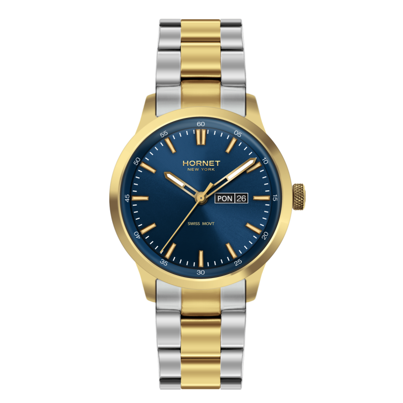 Hornet NYC Brighton — złoto-srebrny zegarek męski Swiss Movement