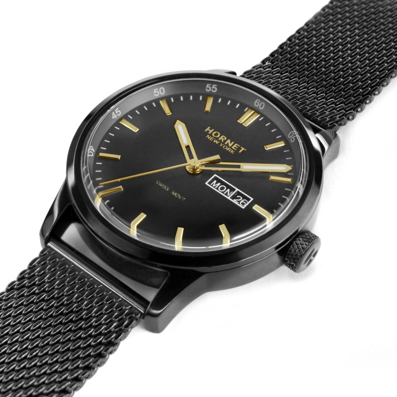 Hornet NYC Bronx — czarny zegarek męski Swiss Movement
