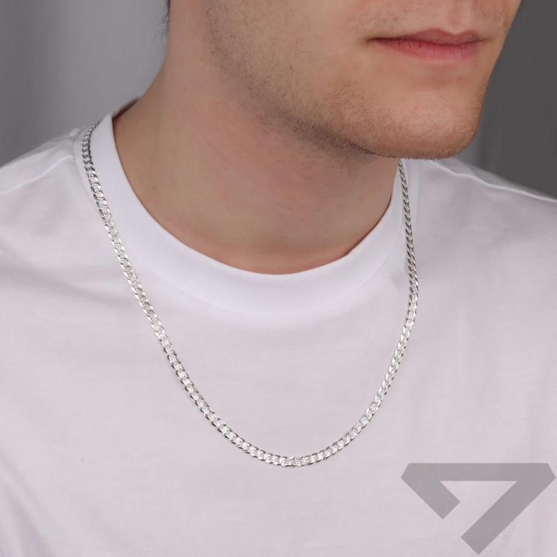 Řetízek stříbrný pancéřový gravírovaný 5 mm