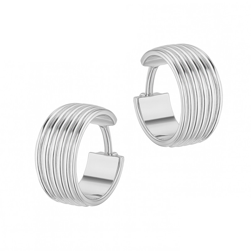 Stříbrné náušnice kruhy s drážkami | iSezam.cz