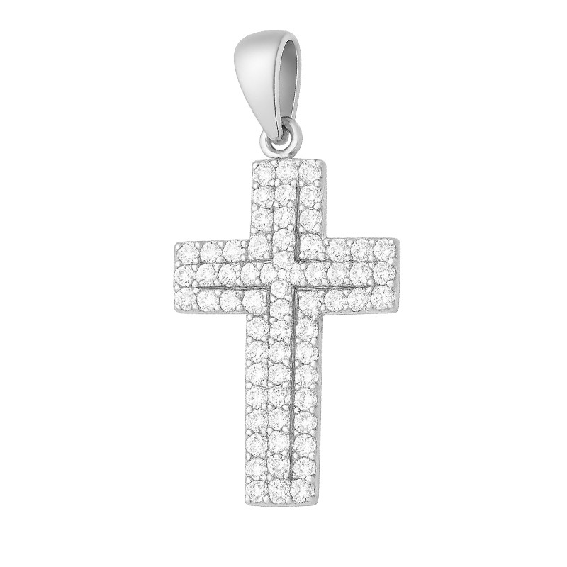 Stříbrný křížek se zirkony - elegantní symbol víry - iSezam.cz