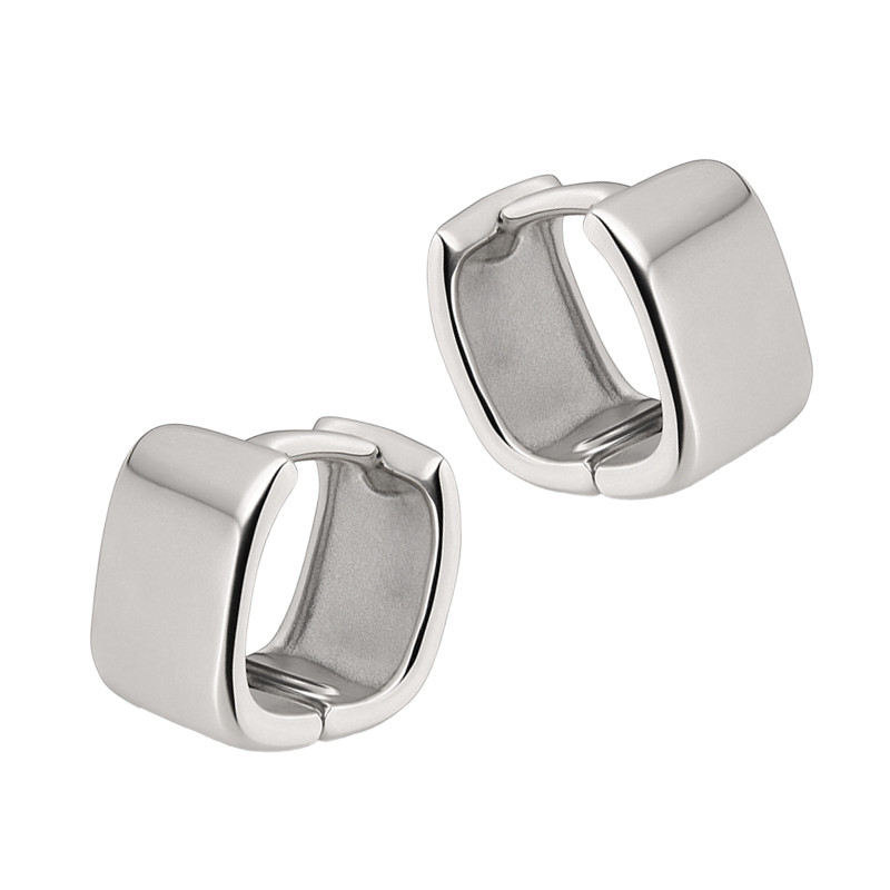 Stříbrné čtvercové náušnice kroužky - minimalistické šperky - iSezam.cz