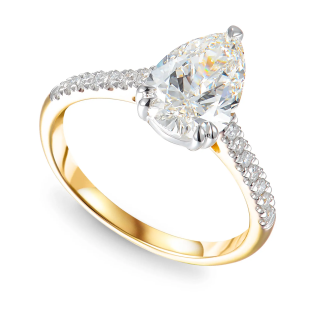 Objevte luxusní zlatý prsten s laboratorními diamanty 2,16 ct ve tvaru hrušky. Ideální zásnubní prsten. Certifikovaný IGI. V Jub