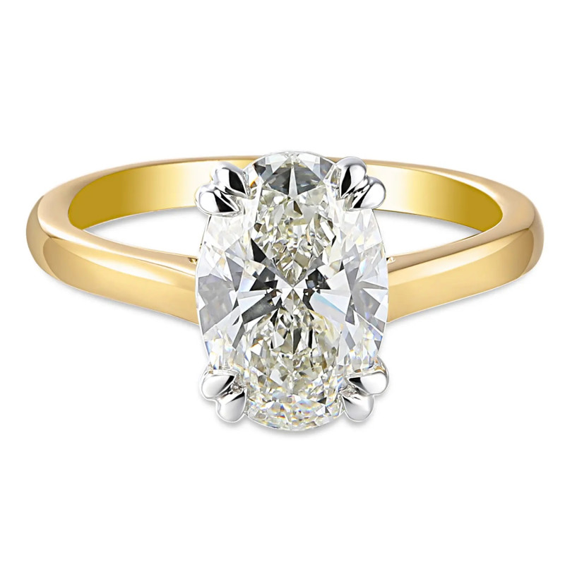 Zlatý prsten s laboratorním diamantem 2,06 ct, oválný briliant
