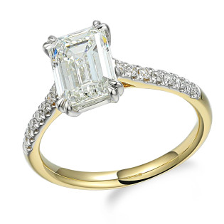 Zlatý prsten s diamanty 2,21 ct smaragdový brus | iSezam.cz