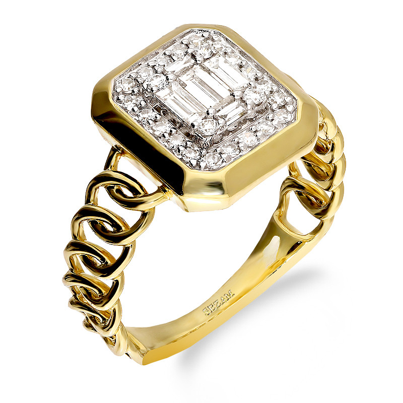 Zásnubní prsten s diamanty bagety ryzost 585 - iSezam.cz