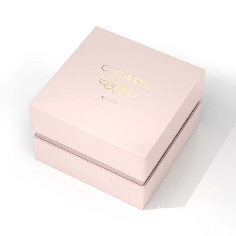 Cicada Milano – złoty damski zegarek, granatowa tarcza, mesh