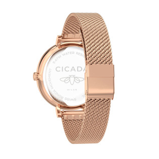 Cicada Milano – damski zegarek rose gold z kryształkami mesh | Sezam