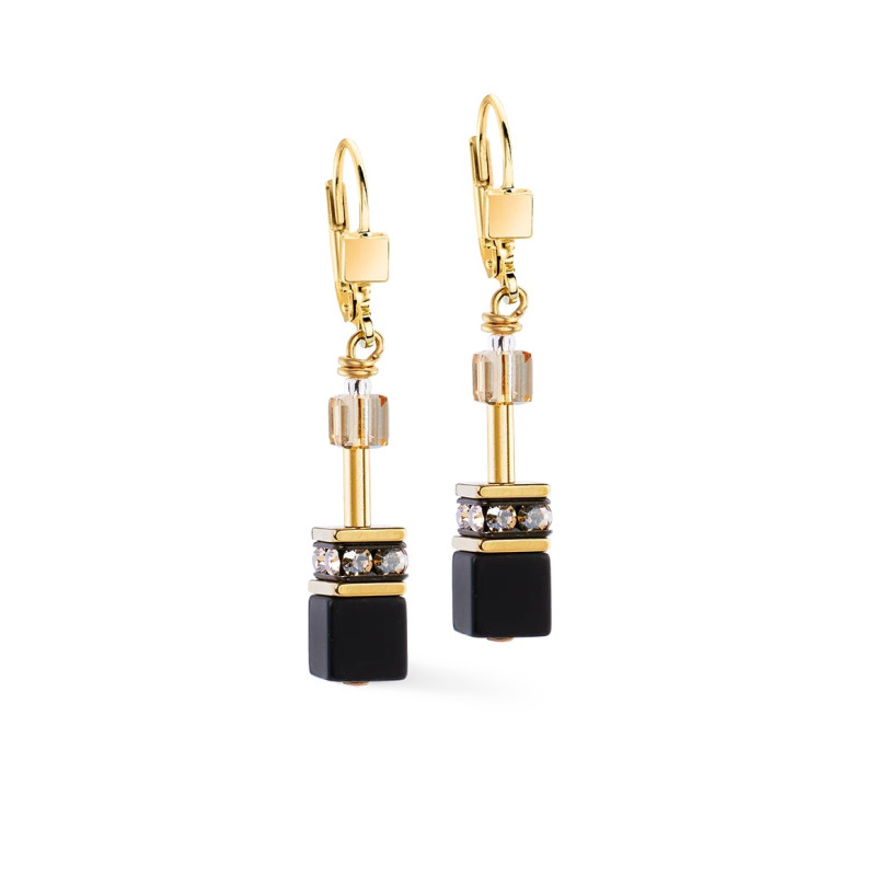 Objevte elegantní zlaté ocelové náušnice Coeur de Lion s krystaly Black-Gold. Perfektní pro ženy, které chtějí vyniknout. Zlatá 