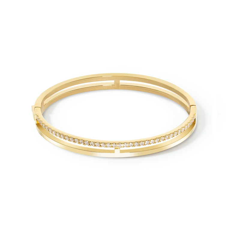Bransoleta stalowa koloru złotego Coeur de Lion z cyrkoniami Crystal-Gold