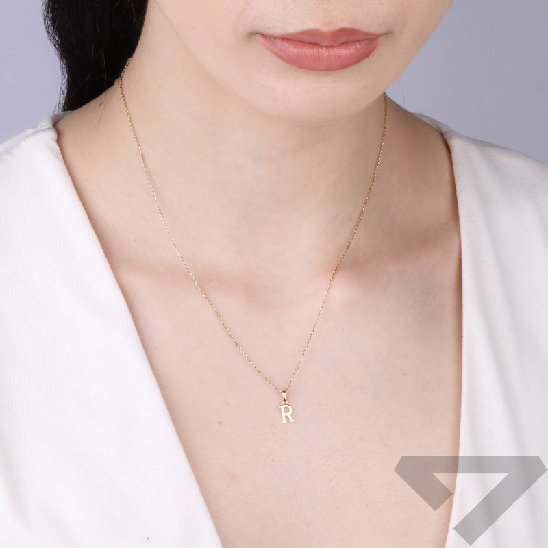 Zlaté písmeno R s diamantem 0,002 ct