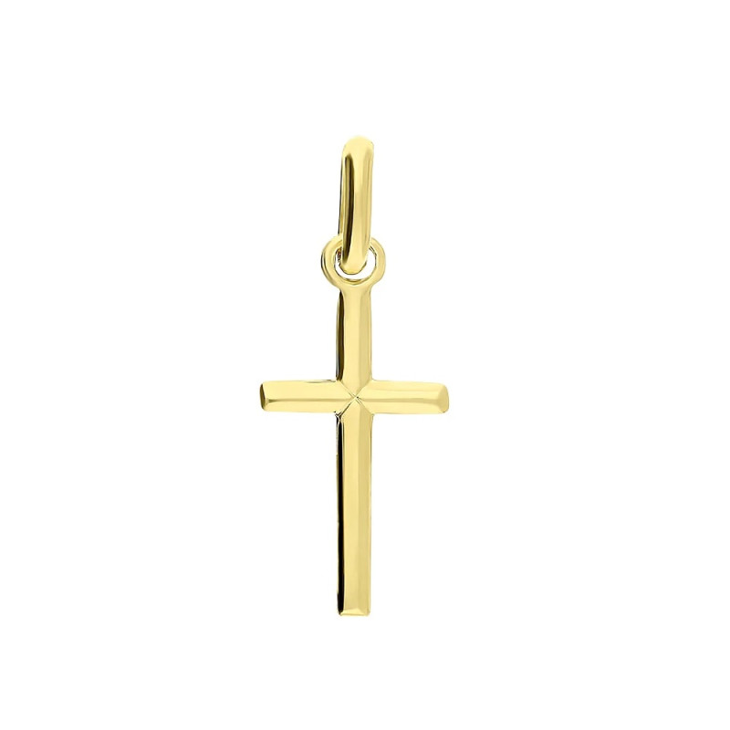 Objevte hladký zlatý křížek ryzosti 333 s hranatými rameny. Elegantní a duchovní symbol, ideální jako dárek. Kupte nyní v Jubile
