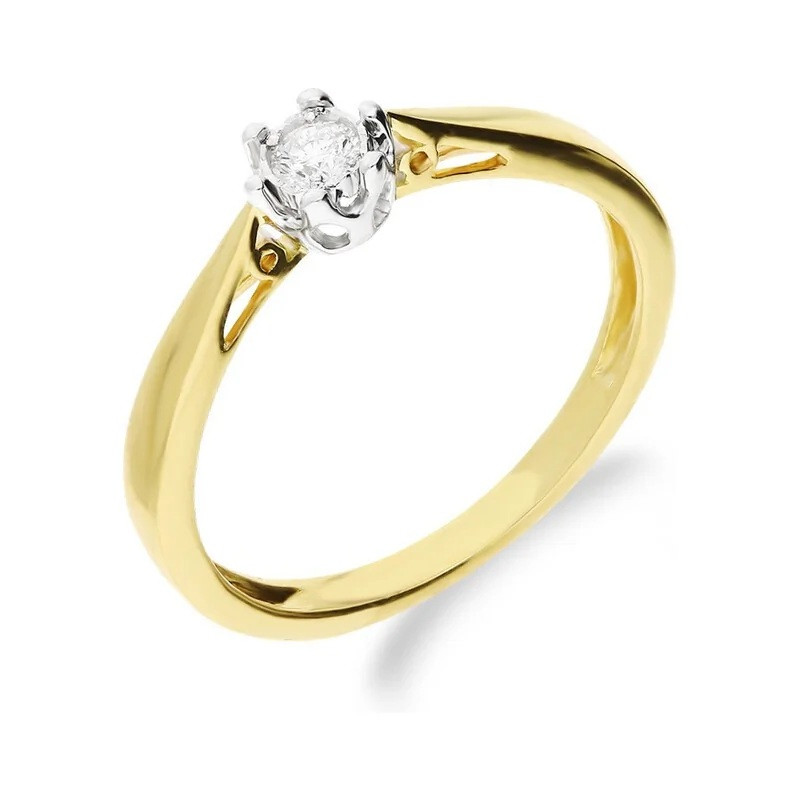 Zlatý zásnubní prsten Royal briliant 0,08 ct