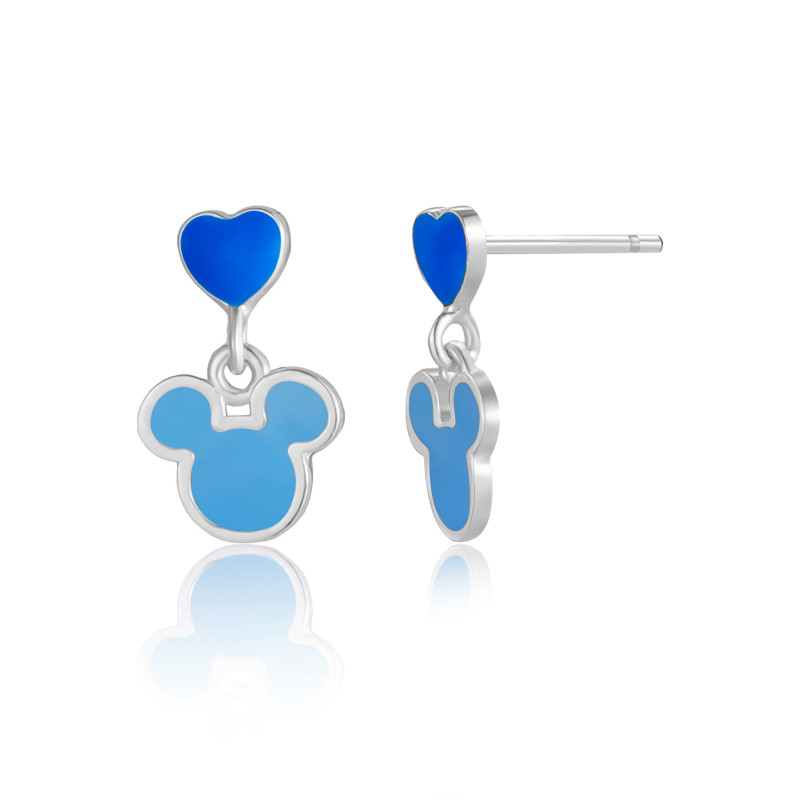 Stříbrné náušnice Disney s Mickey Mouse a modrým smaltem