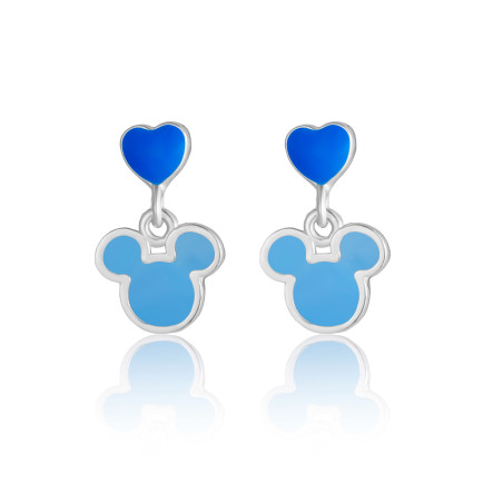 Kolczyki srebrne Disney z myszką Mickey emalia niebieska