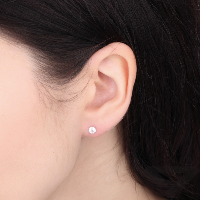 Náušnice typu diorki se zirkonem 4 mm, stříbro 925