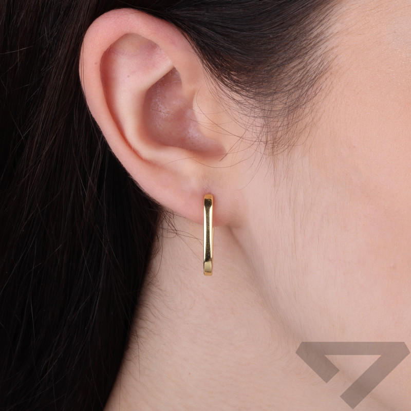 Oválné náušnice kruhy 19 mm ze stříbra 925 zlacené