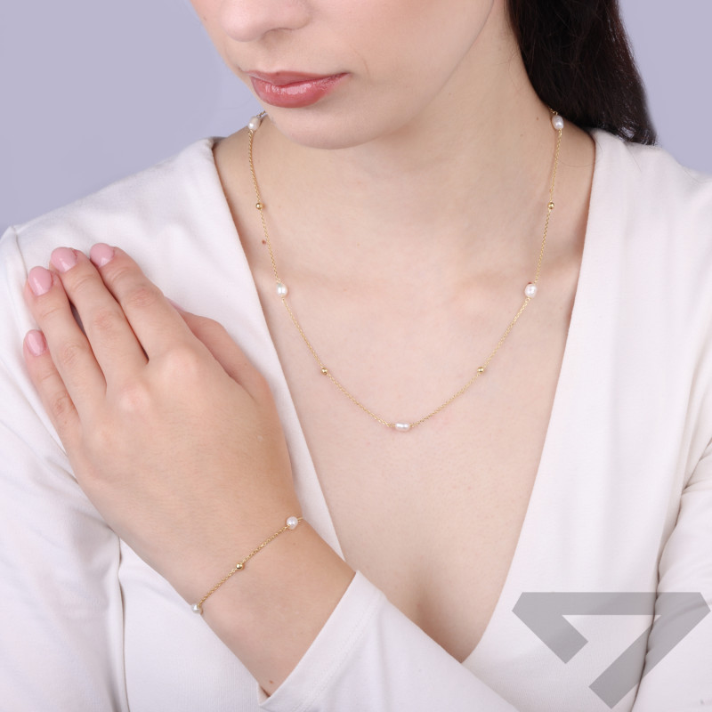 Zlatý stříbrný náhrdelník 925 s perlami | iSezam.cz